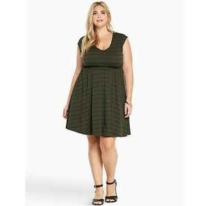 Torrid Olive Green Pin Stripe Midi Dress